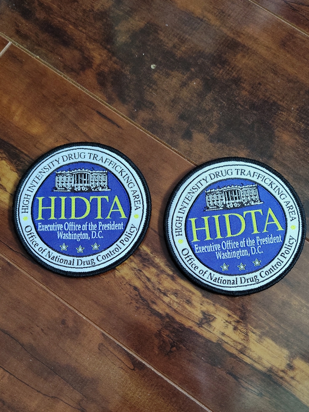 2 HIDTA Blue & Yellow Embroidered Patch, Back Velcro Patches For Jackets Vest...